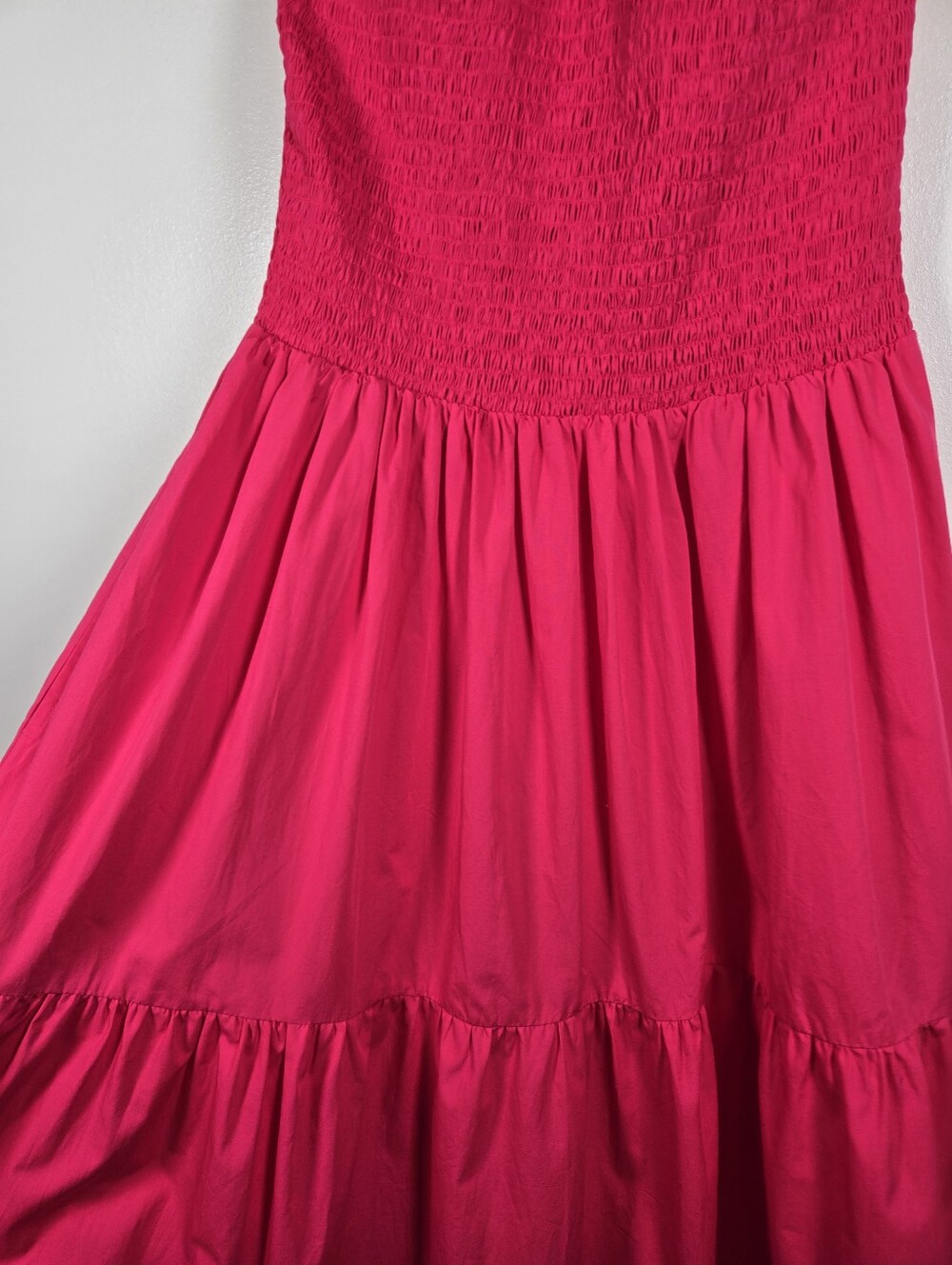 NEW S/W/F Diamond Tiered Maxi Dress Smocked Halter Size Small Pink Rosado - Picture 6 of 16